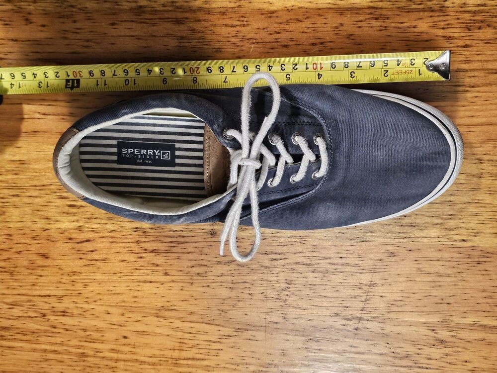 Sperry Top-Sider Striper II CVO Navy Salt-Washed Canvas Sneakers Men's 13W Wide - Picture 7 of 10